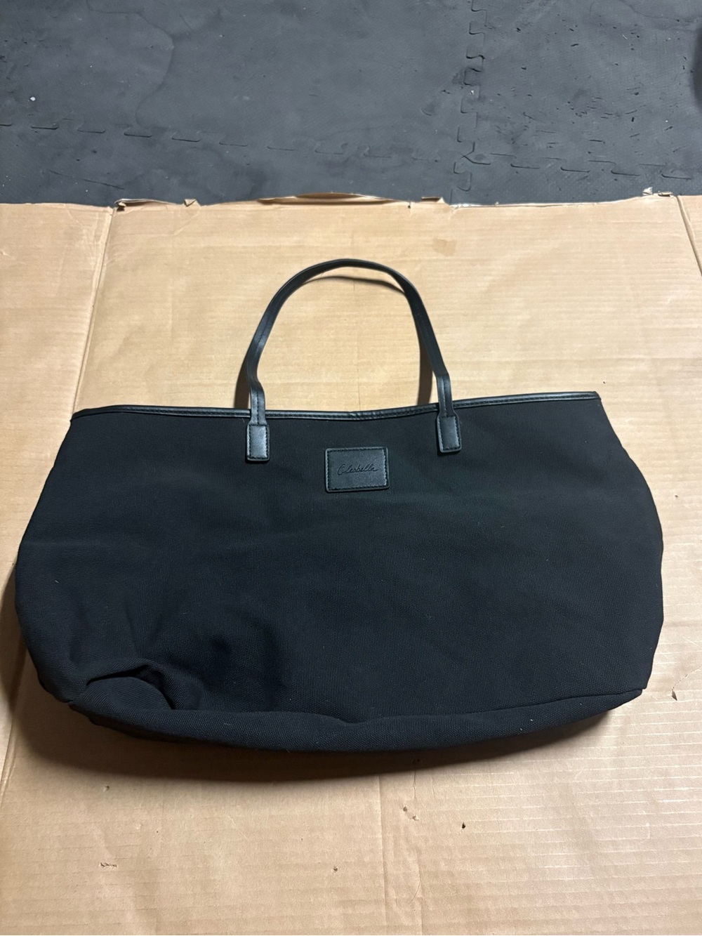 Cleobella Black Canvas Tote with Leather Handles